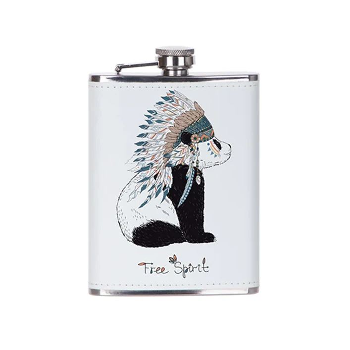 Image for 8 oz. Stainless Steel Flask with Sublimation PU Cover