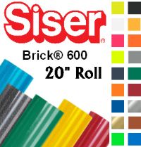 Siser Brick 600 Heat Transfer Vinyl 20" Rolls 2 Sizes - 16 colors