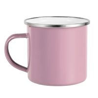 LumaSteel Sublimation Enamel Camp Mug - 12oz - Pink with Silver Rim