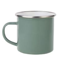 LumaSteel Sublimation Enamel Camp Mug - 12oz - Gray Green with Silver Rim