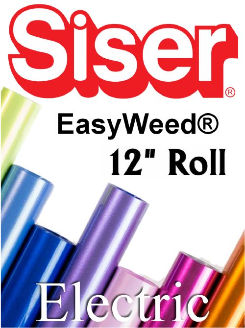 Siser EasyWeed Electric Heat Transfer Vinyl 12" Rolls 4 Sizes - 25 colors