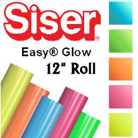 Siser Easy Glow Heat Transfer Vinyl 12" Rolls 4 Sizes - 5 colors