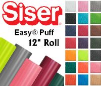 Siser Easy Puff Heat Transfer Vinyl 12" Rolls 4 Sizes - 21 colors