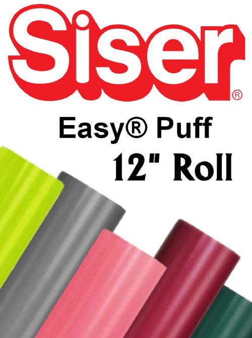 Siser Easy Puff Heat Transfer Vinyl 12" Rolls 4 Sizes - 21 colors