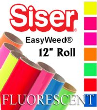 Siser EasyWeed Heat Transfer Vinyl 12" Rolls 4 Sizes - 7 Fluorescent colors