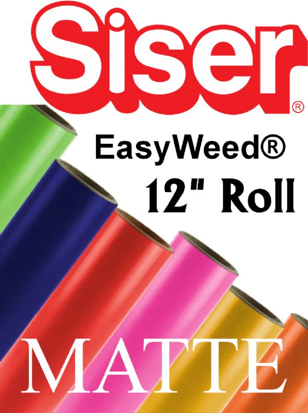 Siser EasyWeed Heat Transfer Vinyl 12" Rolls 4 Sizes - 7 Matte colors