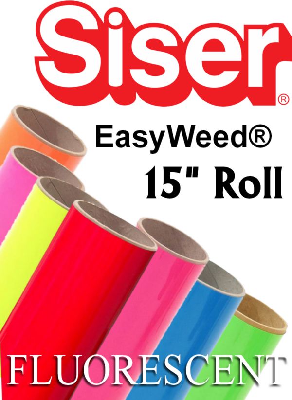 Siser EasyWeed Heat Transfer Vinyl 15" Rolls 4 Sizes - 7 Fluorescent colors