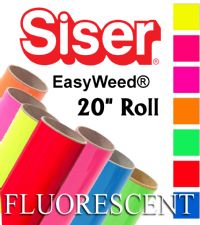 Siser EasyWeed Heat Transfer Vinyl 20" Rolls 4 Sizes - 7 Fluorescent colors