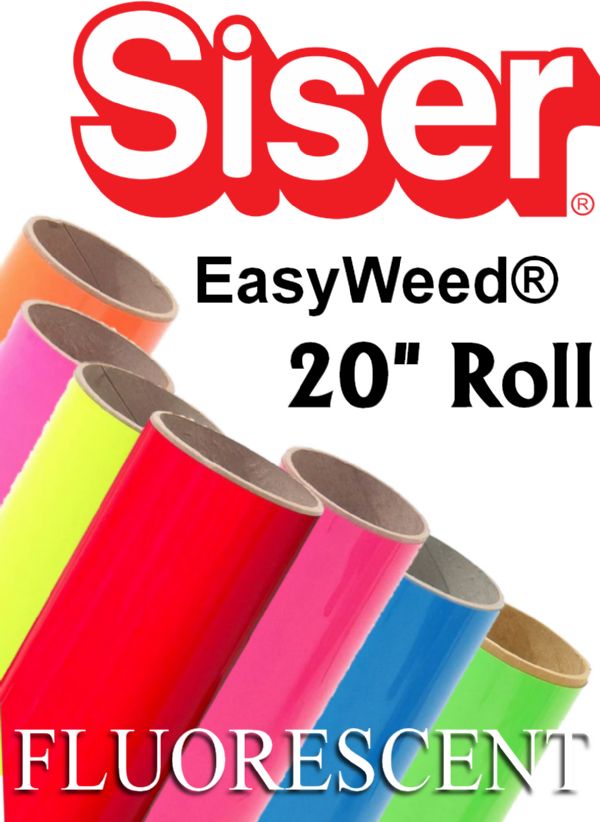 Siser EasyWeed Heat Transfer Vinyl 20" Rolls 4 Sizes - 7 Fluorescent colors