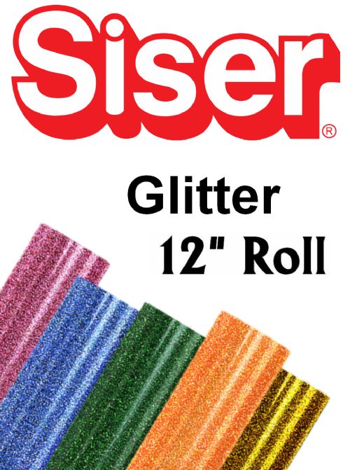 Siser Glitter Heat Transfer Vinyl 12" Rolls 4 Sizes - 56 colors