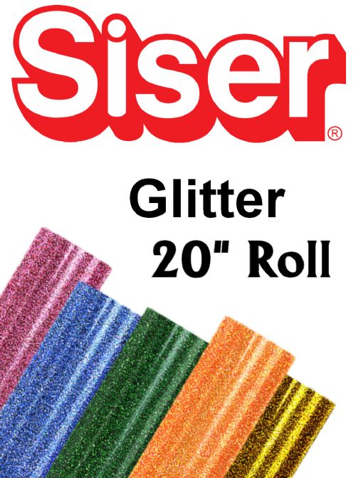 Siser Glitter Heat Transfer Vinyl 20" Rolls 4 Sizes - 56 colors