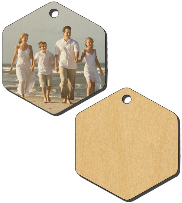 IronClad Sublimation Blank Maple Veneer Ornament - 2 5/8" x 3" Hexagon #2