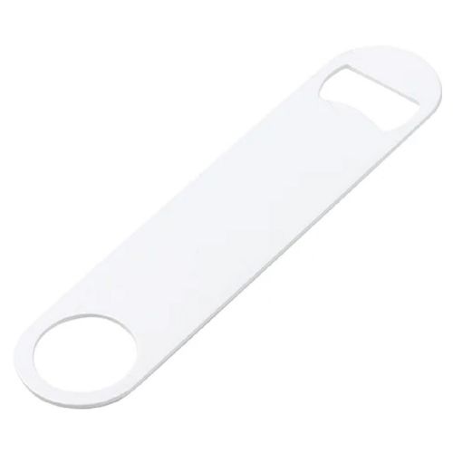 DyeTrans White Stainless Steel Bottle Opener - Pub Style 6.97" x 1.54" x 0.07" #2