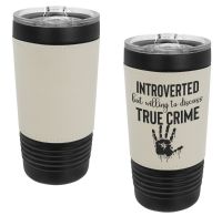 Laser Engravable Black 20oz Polar Camel Vacuum Insulated Tumbler with White/Black Leatherette Grip