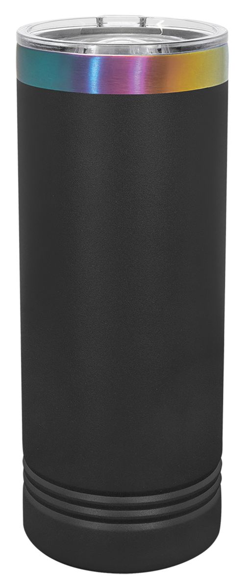 Laser Engravable Black/Prism 22oz Polar Camel ION-Plated Skinny Vacuum Insulated Tumbler