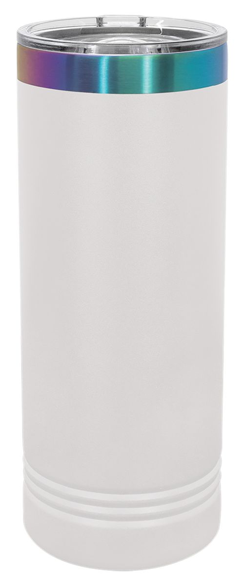 Laser Engravable White/Prism 22oz Polar Camel ION-Plated Skinny Vacuum Insulated Tumbler