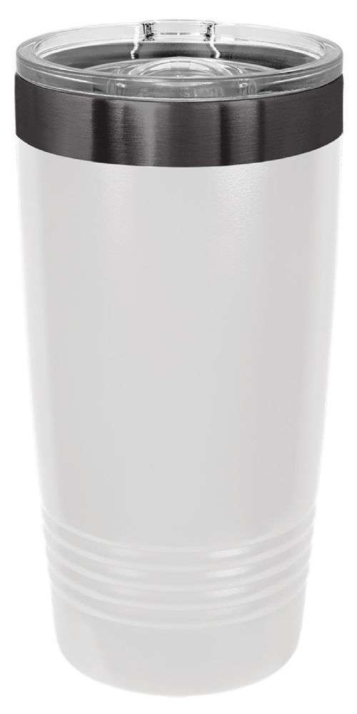 Laser Engravable White/Ghost Black 20oz Polar Camel ION-Plated Vacuum Insulated Tumbler with Slider Lid