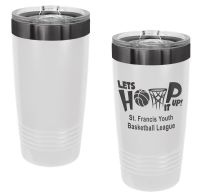 Laser Engravable White/Ghost Black 20oz Polar Camel ION-Plated Vacuum Insulated Tumbler with Slider Lid