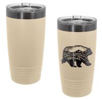 Laser Engravable Warm Sand/Ghost Black 20oz Polar Camel ION-Plated Vacuum Insulated Tumbler with Slider Lid