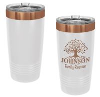 Laser Engravable White/Rose Gold 20oz Polar Camel ION-Plated Vacuum Insulated Tumbler with Slider Lid