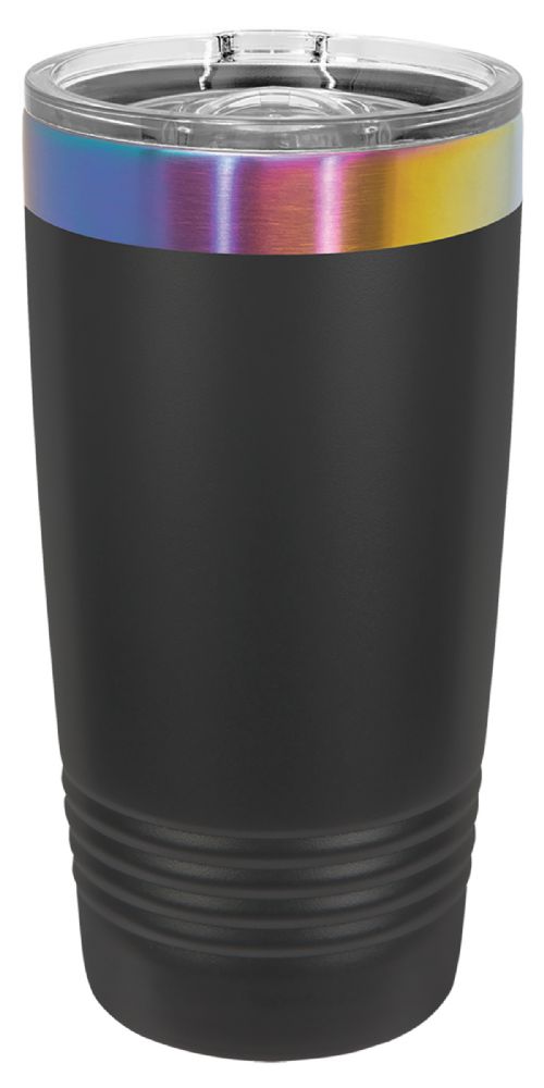 Laser Engravable Black/Prism 20oz Polar Camel ION-Plated Vacuum Insulated Tumbler with Slider Lid