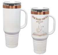 Laser Engravable White/Rose Gold 40oz Polar Camel ION-Plated Vacuum Insulated Travel Mug with Straw