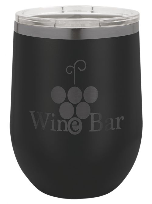 Laser Engravable Black/Ghost Black 12oz Polar Camel ION-Plated Vacuum Insulated Wine Tumbler #2