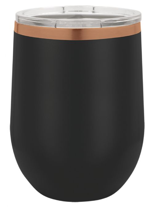 Laser Engravable Black/Rose Gold 12oz Polar Camel ION-Plated Vacuum Insulated Wine Tumbler