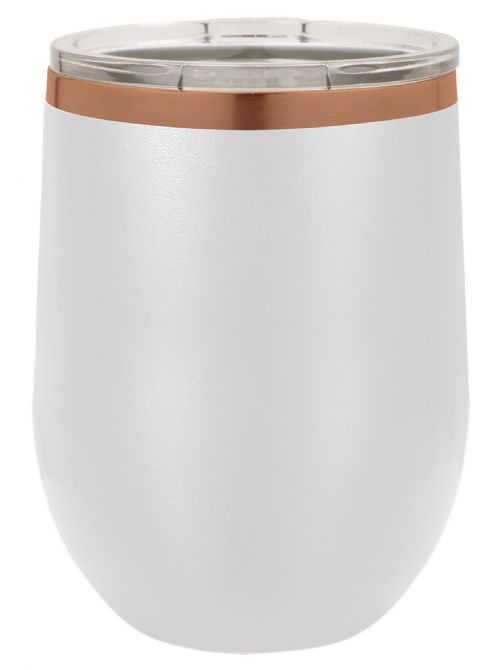 Laser Engravable White/Rose Gold 12oz Polar Camel ION-Plated Vacuum Insulated Wine Tumbler