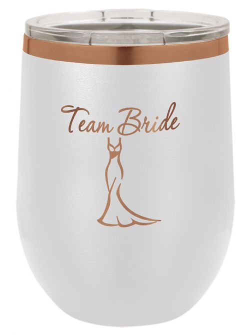 Laser Engravable White/Rose Gold 12oz Polar Camel ION-Plated Vacuum Insulated Wine Tumbler #2