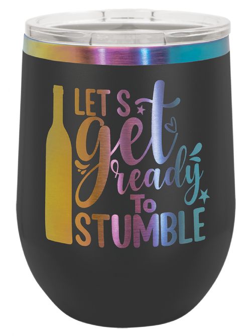 Laser Engravable Black/Prism 12oz Polar Camel ION-Plated Vacuum Insulated Wine Tumbler #2