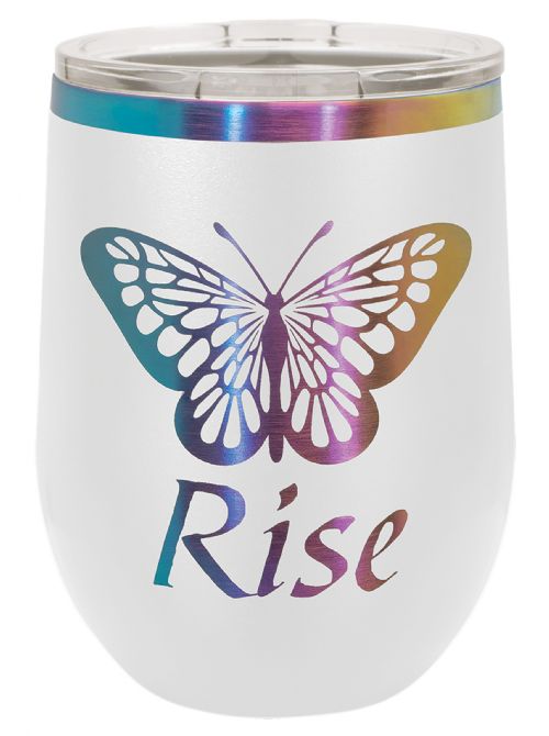 Laser Engravable White/Prism 12oz Polar Camel ION-Plated Vacuum Insulated Wine Tumbler #2