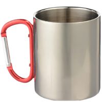 LumaSteel Sublimation Stainless Steel Mug - 11oz - Clear Gloss with Red Carabiner Handle