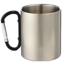 LumaSteel Sublimation Stainless Steel Mug - 11oz - Clear Gloss with Black Carabiner Handle