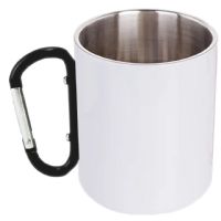 LumaSteel Sublimation Stainless Steel Mug - 11oz - White with Black Carabiner Handle