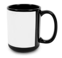 Black Sublimation Blank Ceramic Mug - w/White Imprintable Panel - 11oz
