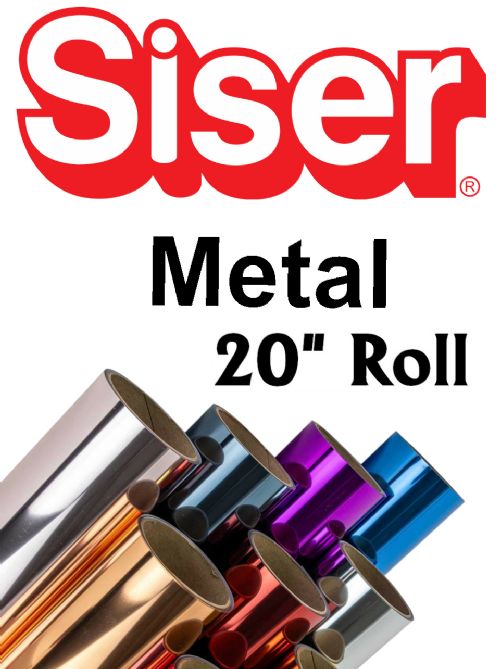 Siser Metal Heat Transfer Vinyl 20" Rolls 4 Sizes - 9 colors