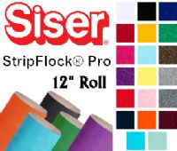 Siser StripFlock Pro Heat Transfer Vinyl 12" Rolls 4 Sizes - 20 colors