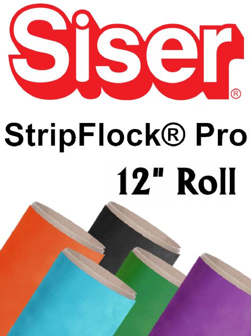 Siser StripFlock Pro Heat Transfer Vinyl 12" Rolls 4 Sizes - 20 colors