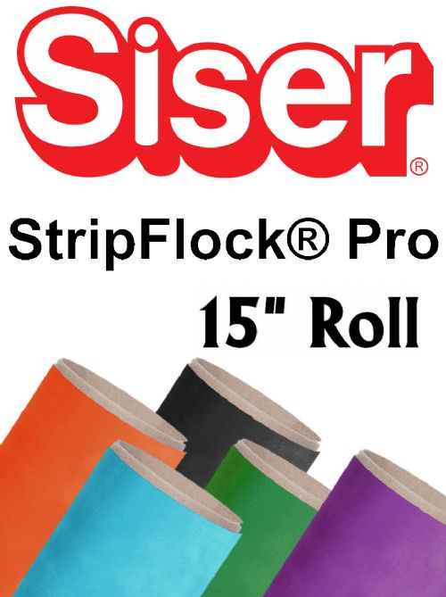 Siser StripFlock Pro Heat Transfer Vinyl 15" Rolls 4 Sizes - 20 colors