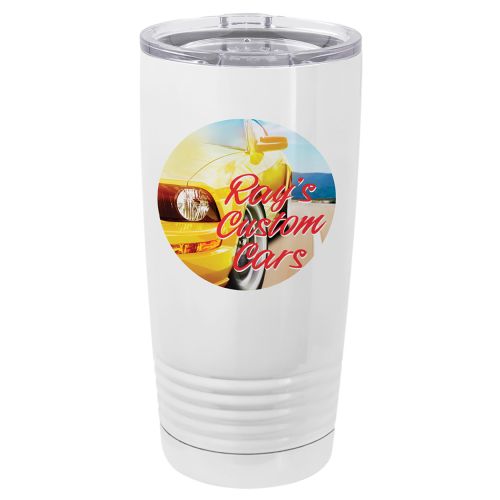 White 20oz Polar Camel Vacuum Insulated Sublimatable Tumbler with Clear Lid #2