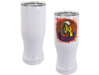 White Sublimatable 14 oz. Polar Camel Pilsner Tumbler with Clear Lid