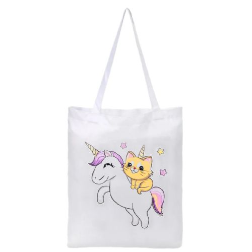 DyeTrans Sublimation Blank Polyester Tote Bag - 14 3/4" x 16 3/8" White w/White Handle #2