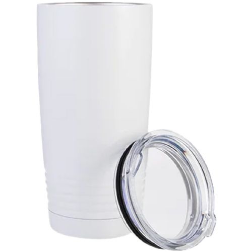 LumaSteel Stainless Steel Tumbler - Ringed Base - 20oz - White #2