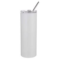 LumaSteel Stainless Steel Skinny Tumbler  - Clear Lid and Straw - 20oz - White