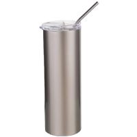 LumaSteel Stainless Steel Skinny Tumbler - 20oz - Silver - Clear Lid and Straw