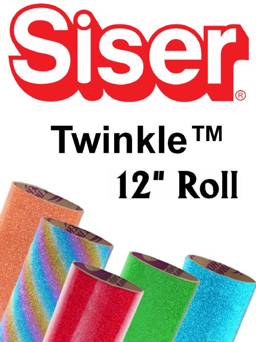 Siser Twinkle Heat Transfer Vinyl 12" Rolls 4 Sizes - 12 colors