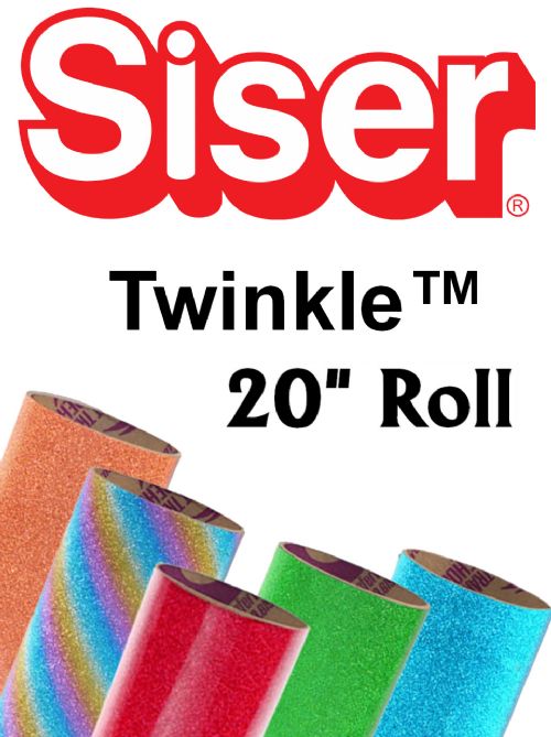 Siser Twinkle Heat Transfer Vinyl 20" Rolls 4 Sizes - 12 colors