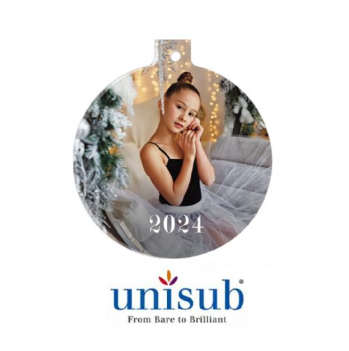 Unisub Sublimation Blank Acrylic Ornament - 3.370" x 3" Ball and Stem 1-Sided