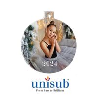 Unisub Sublimation Blank Acrylic Ornament - 3.370" x 3" Ball and Stem 1-Sided